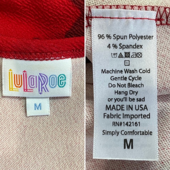 LuLaRoe Nicole Dress in Red with Brush X Print - Picture 5 of 5